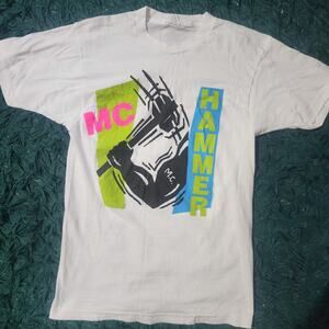 Vintage MC Hammer Graphic Tee Neon Colors 1989 Rap Hip Hop Shirt